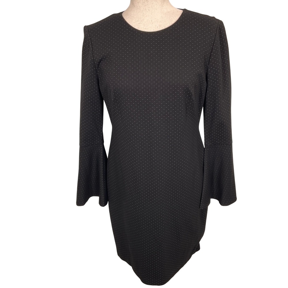 Lauren Ralph Lauren Dress Womens 8 Black Polka Dot Chic Sheath Elegant Party